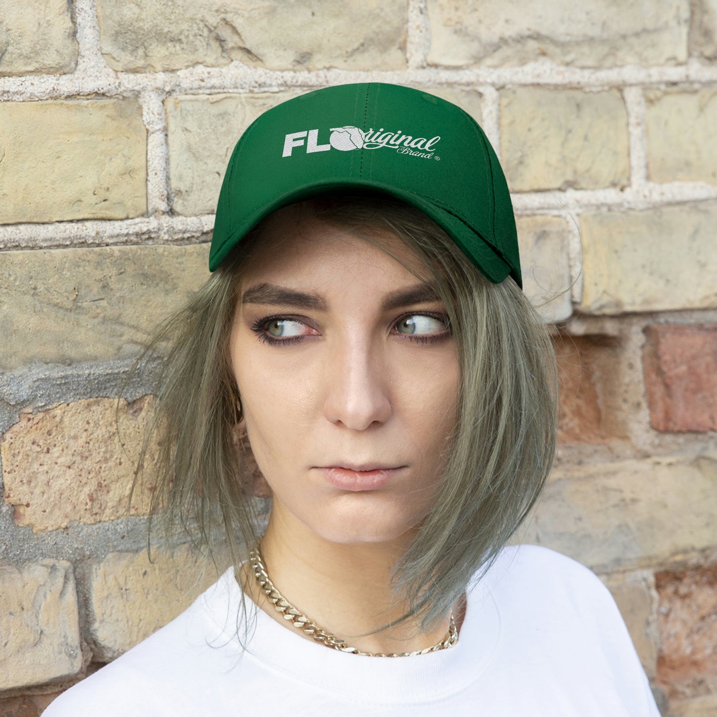 White stitch embroidered Cap
