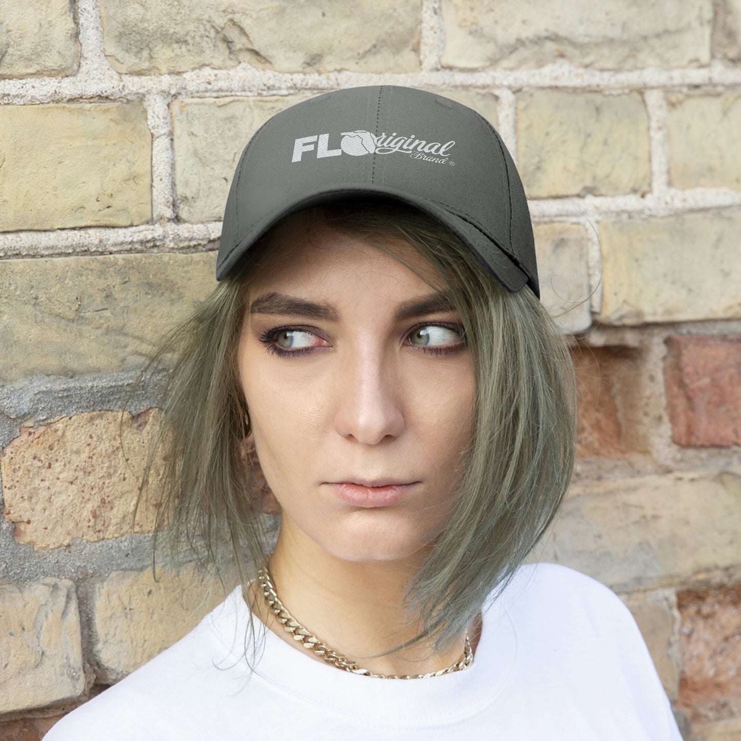 White stitch embroidered Cap
