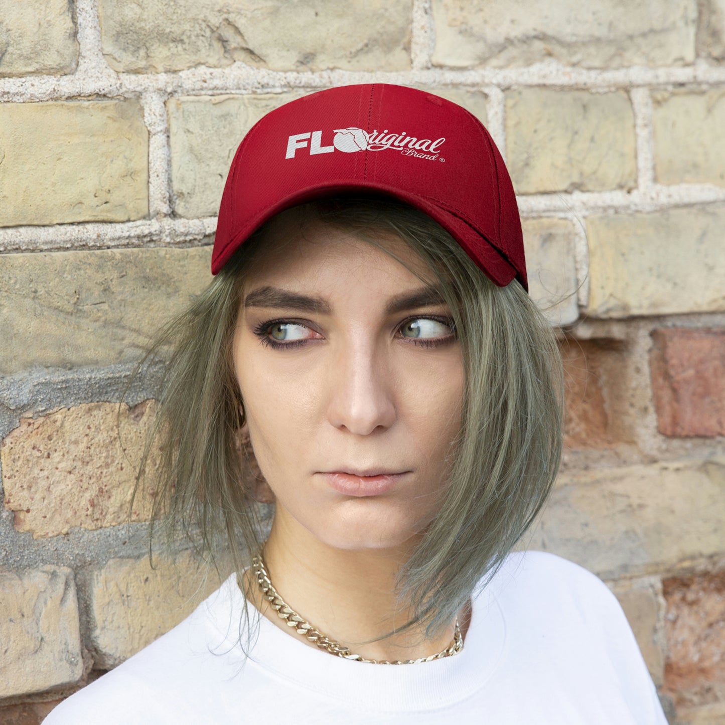 White stitch embroidered Cap