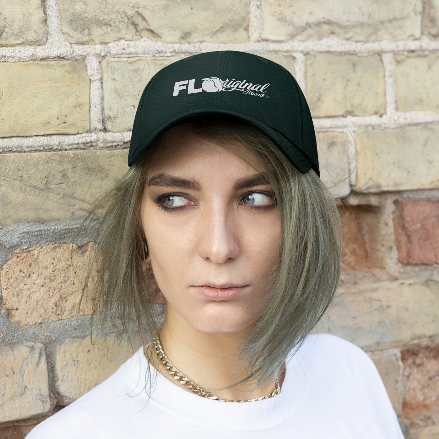 White stitch embroidered Cap