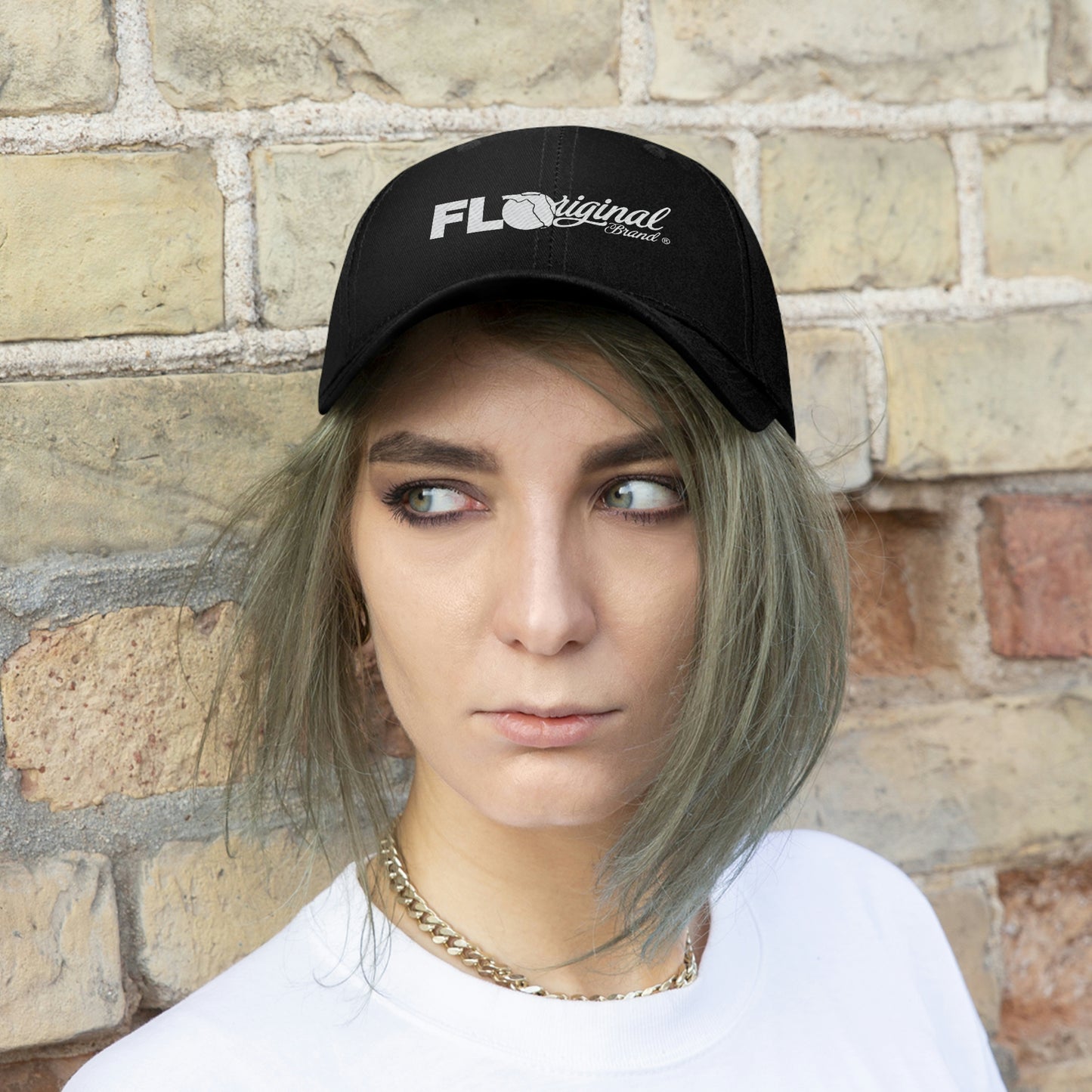 White stitch embroidered Cap